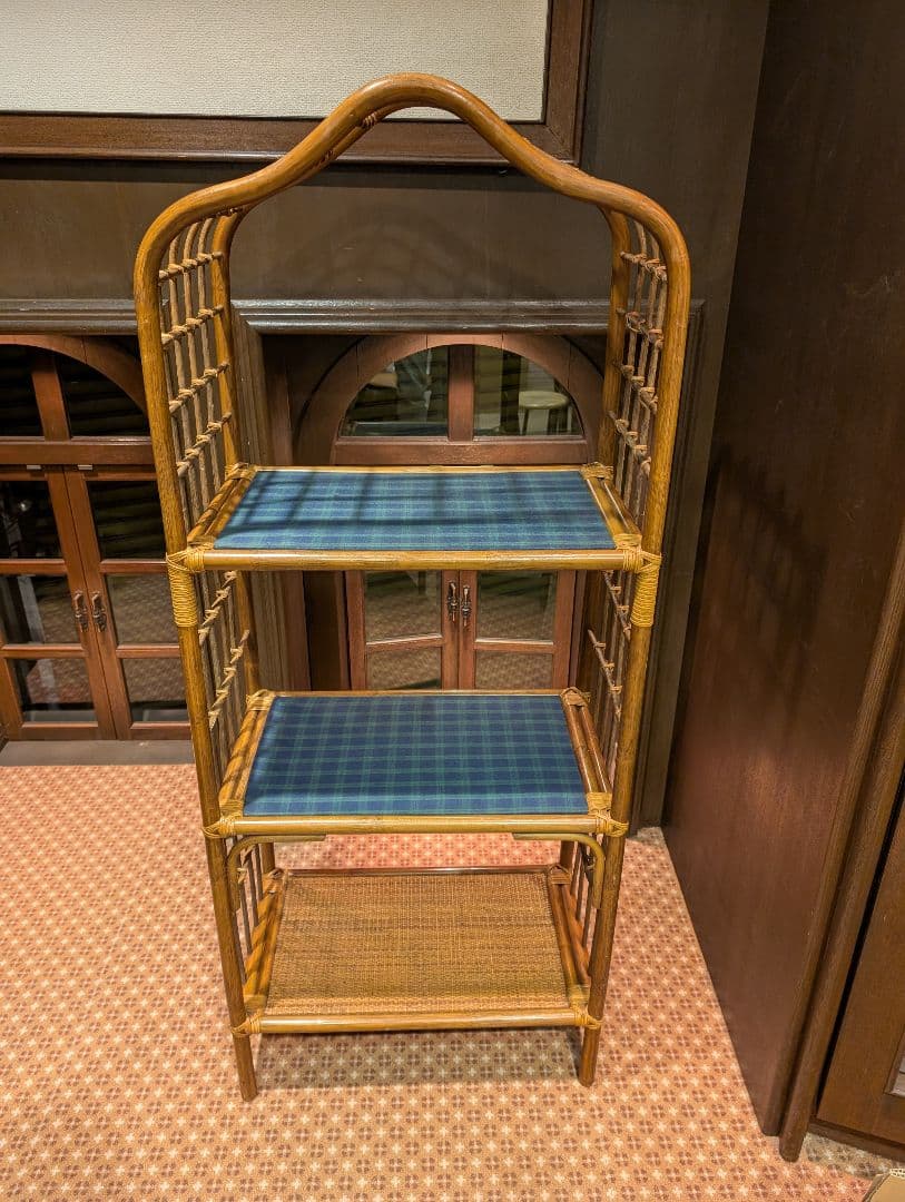 ラタン 飾り棚 シェルフ ヴィンテージ アーチラタン籐 家具 収納