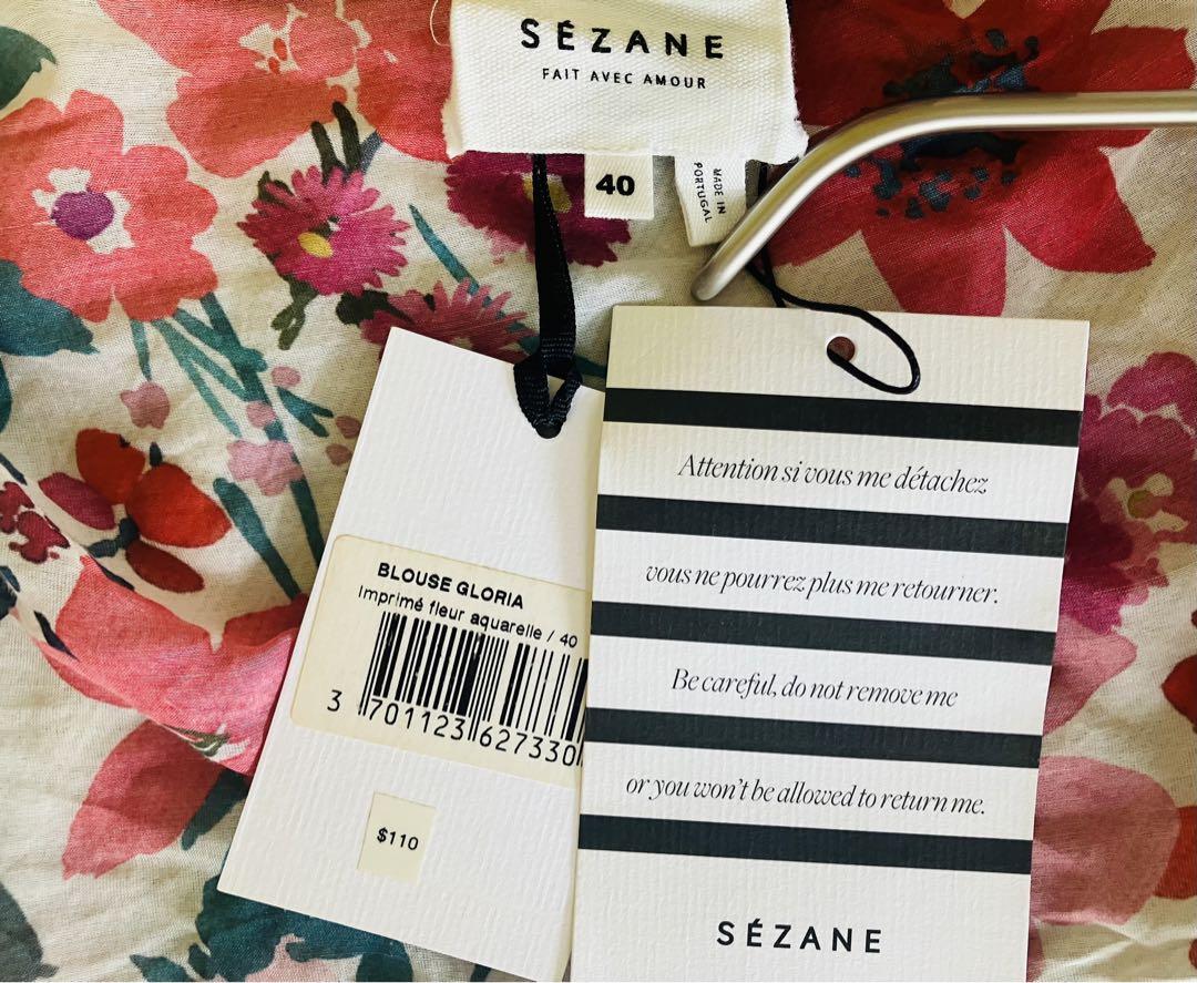 新品●SÉZANEセザンヌ●フラワー花柄 シルク混ブラウスカーディガン●希少40