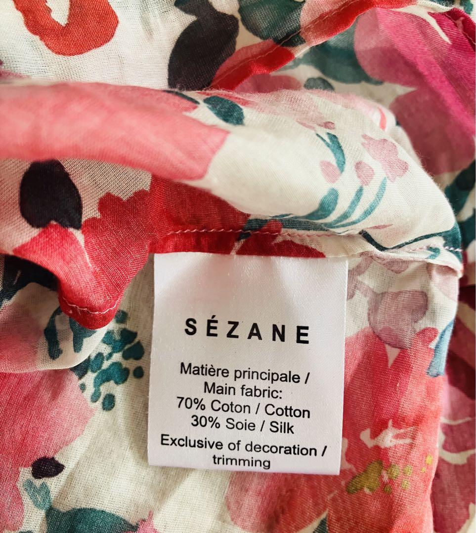 新品●SÉZANEセザンヌ●フラワー花柄 シルク混ブラウスカーディガン●希少40