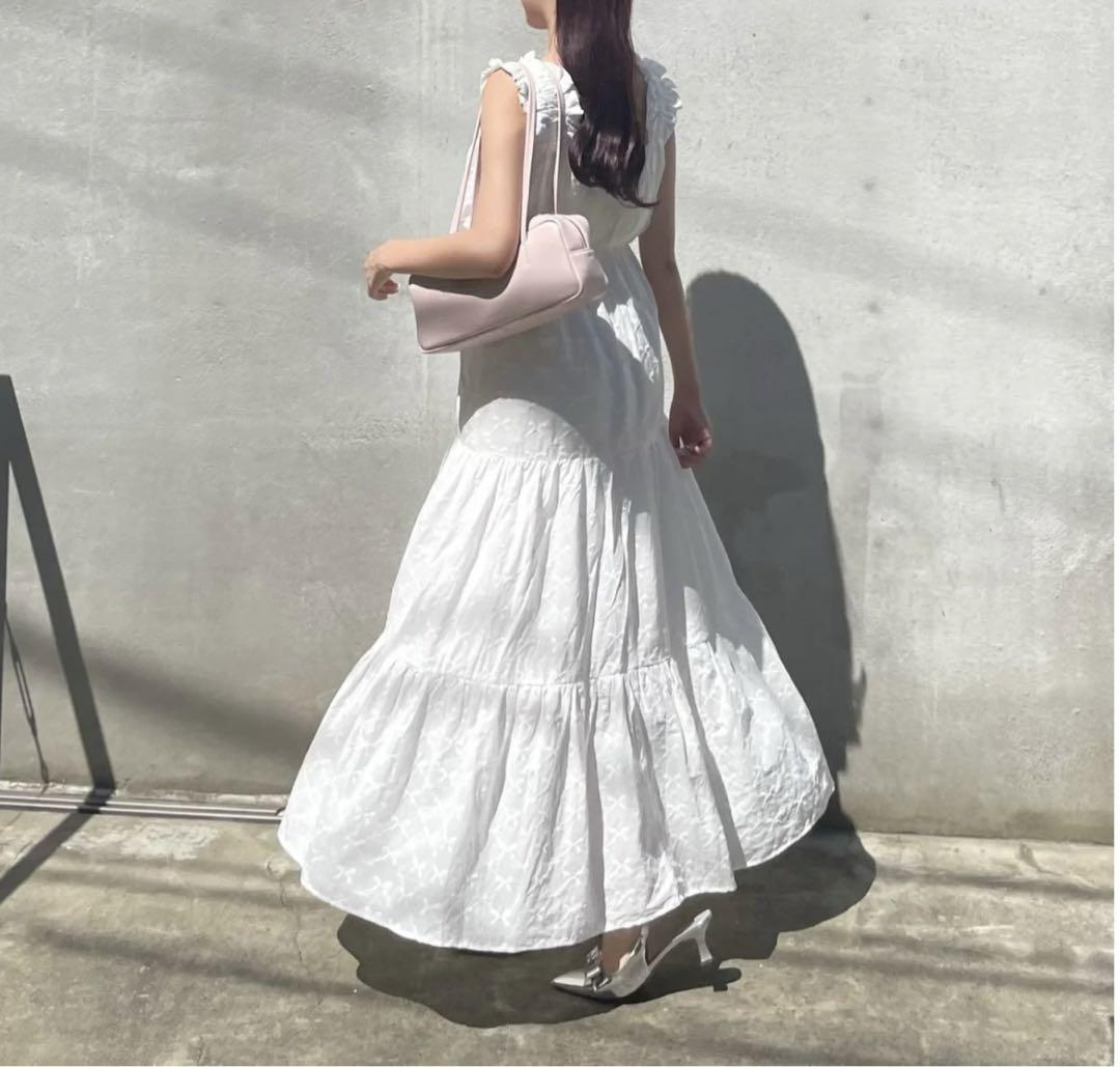 ワンピース muguet cotton ribbon tiered frill op