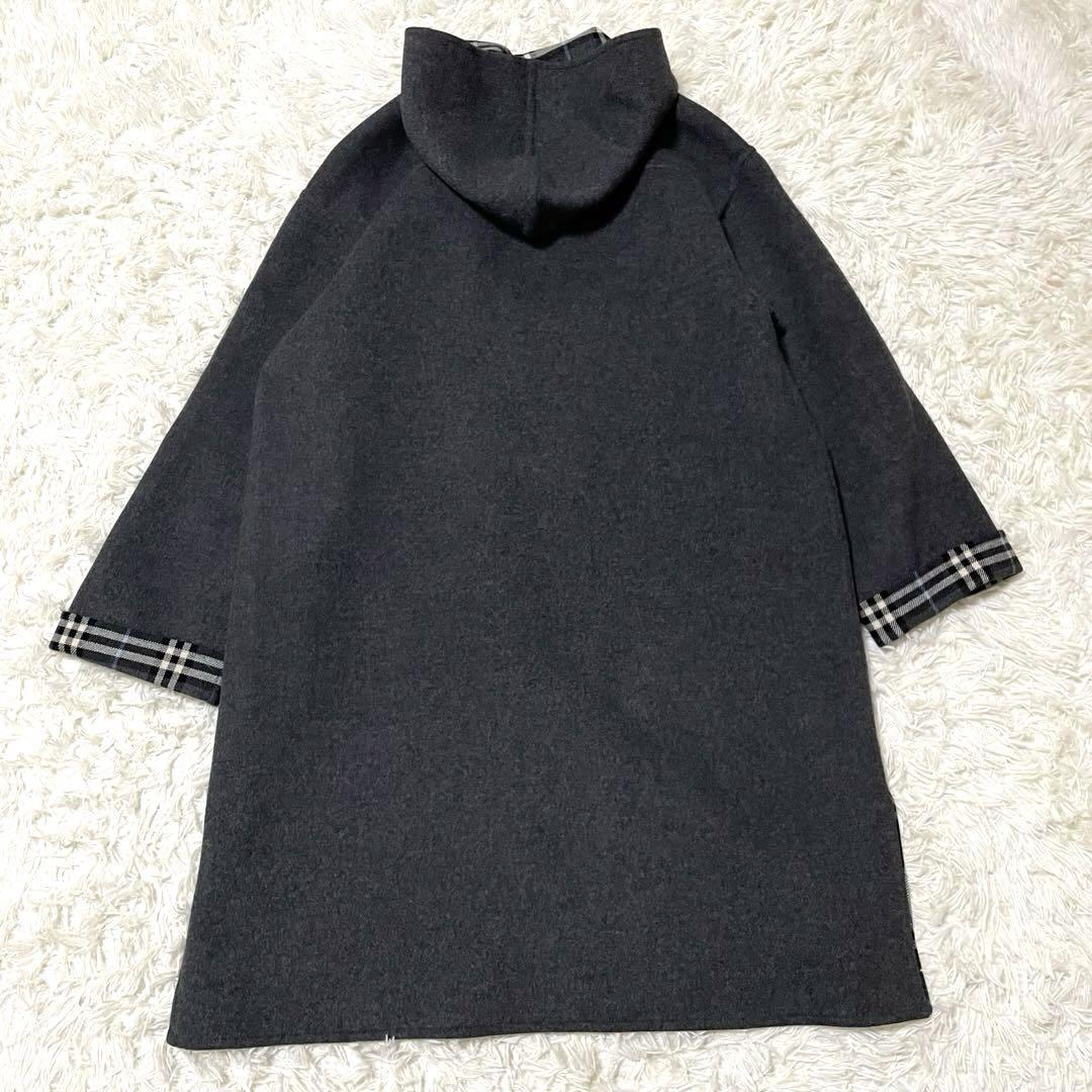バーバリーズ ダッフルコート カシミヤ グレー ノバチェック 40