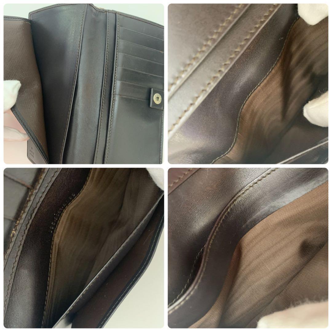 グッチ GUCCI 長財布 GGキャンバス シェリーライン レザー 茶