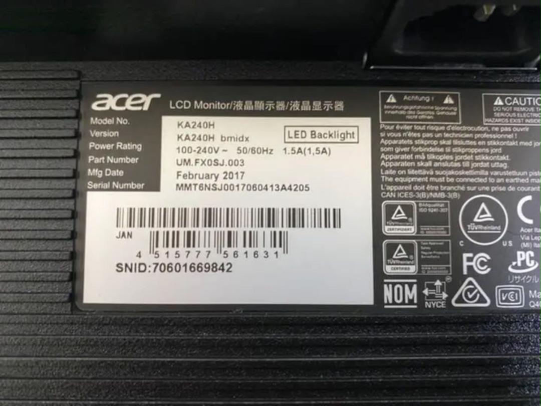 acer モニター KA240H j87cq-m11052698946 24インチ NEW国産