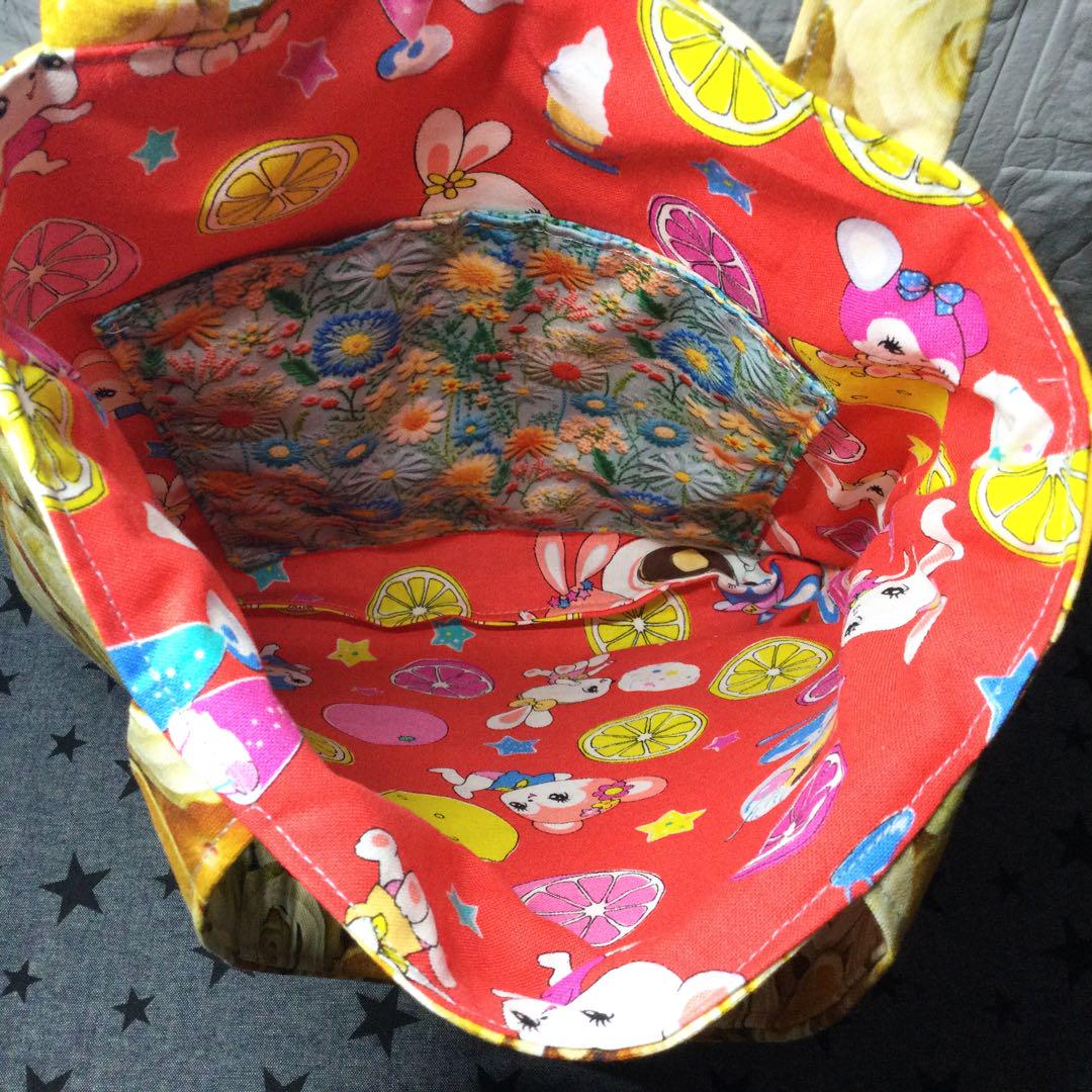 コヤンイサムチョンふっくらぺたんこバッグビッグサイズ★輸入生地立体感花柄