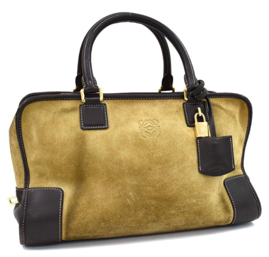 LOEWE ロエベ ハンドバッグ ミニボストン  アナグラム スエード レザー