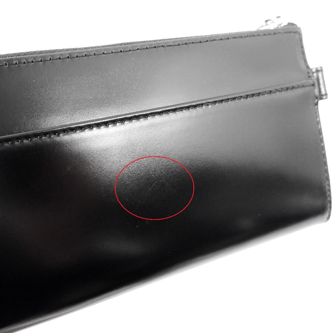1 長財布 小銭入れ付き 黒 E1ux5-m11064302218 新品 コードバン ハーフラウンドジップ 即納超激得