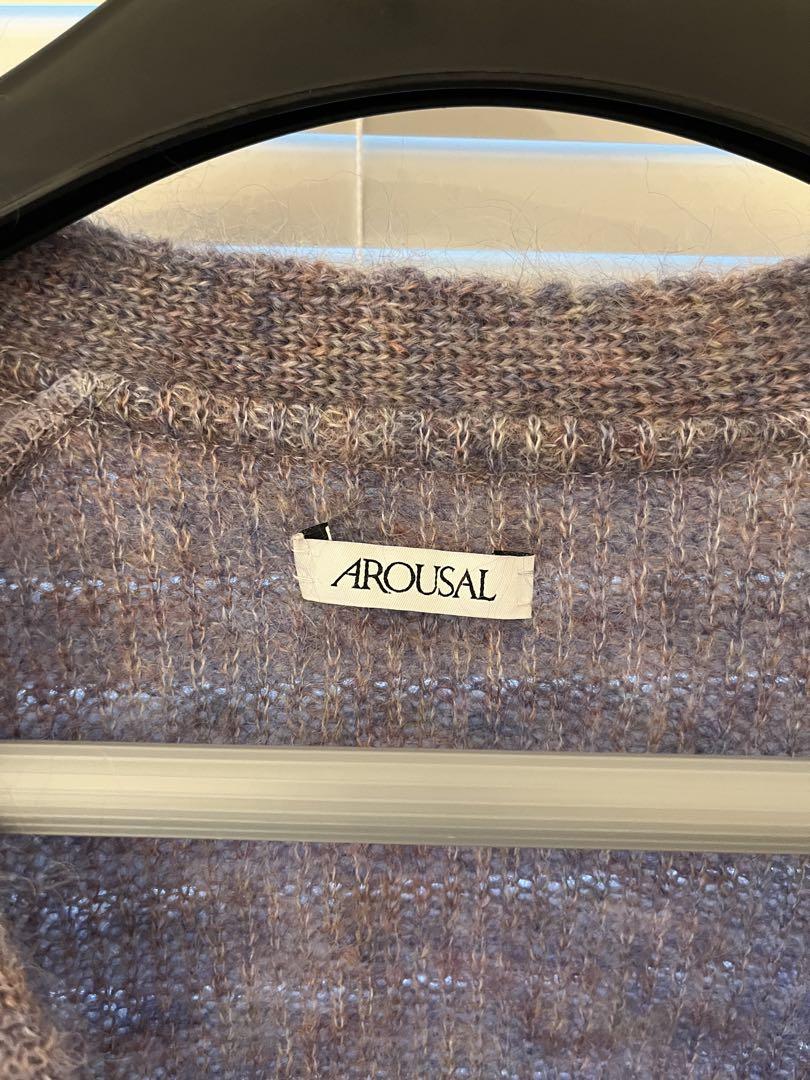 arousal パープル モヘア混紡 カーディガン M
