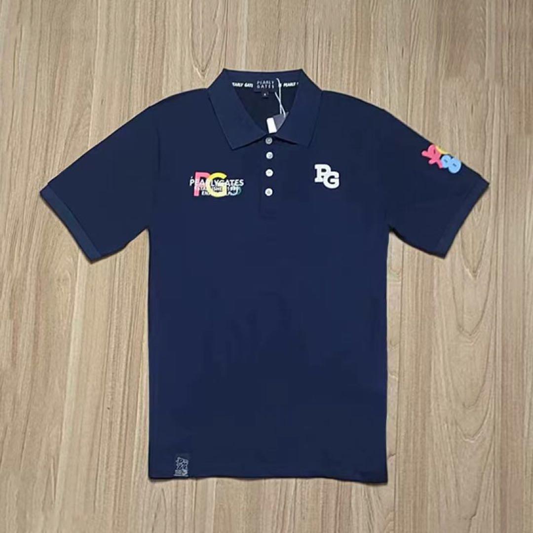 パーリーゲイツ 35周年新品 メンズ 半袖polo ポロシャツゴルフLネイビー