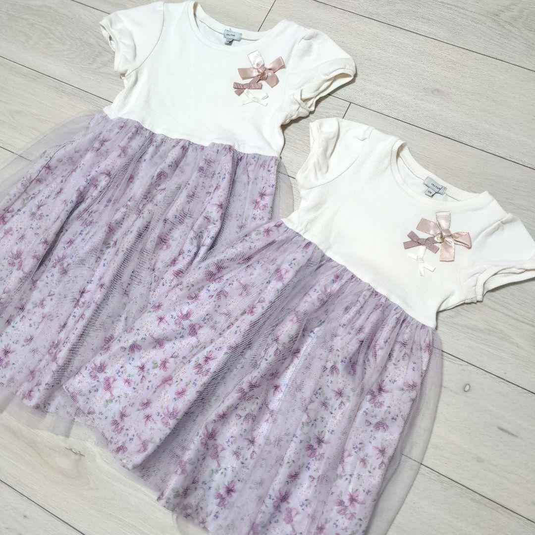 ★まいこ6点セット★姉妹お揃い　チュール　ドッキングワンピース