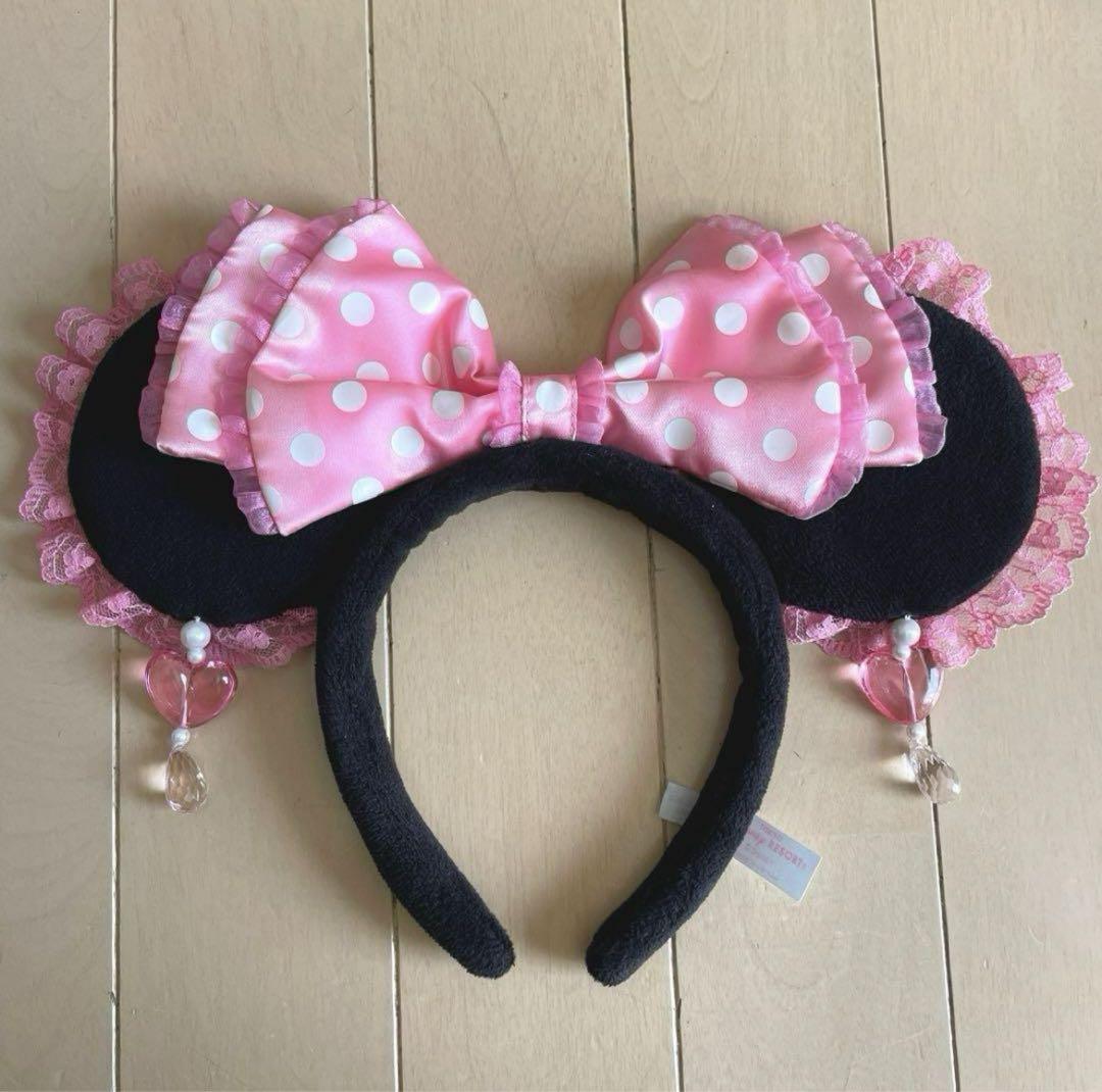 ディズニー　ミニー　ピンク　フリル　イヤリング　レア　カチューシャ