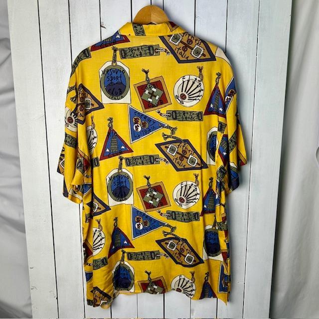 レトロ 80s～90s Castelbajac 薄手 総柄開襟シャツ 4 XL