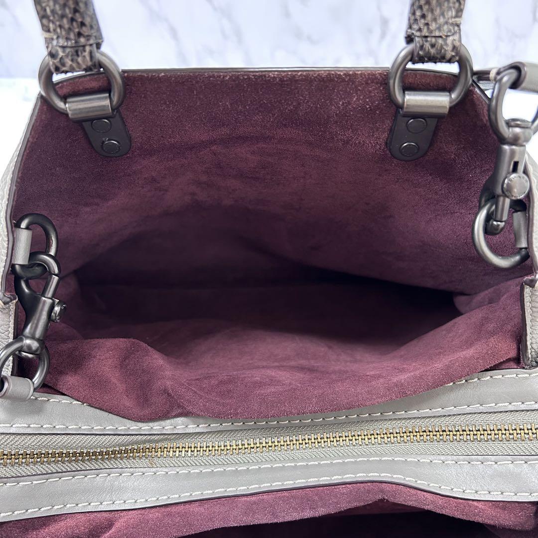 ◎現行◎COACH シボ革 2way ハンドバッグ ローグ グレー ◎現行◎COACH シボ革 2way ハンドバッグ ローグ グレー
