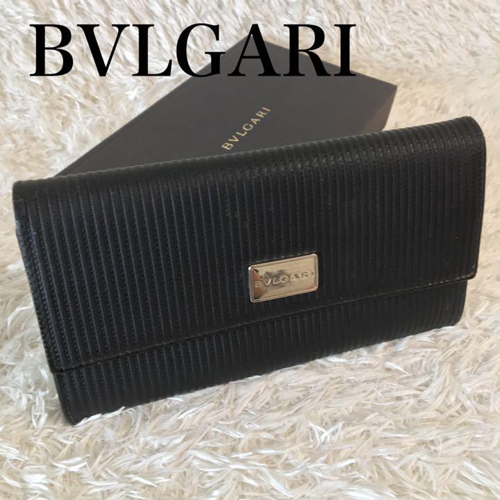 BVLGARI ブルガリ ミレリゲ ブラック ストライプ PVC メンズ 画像2