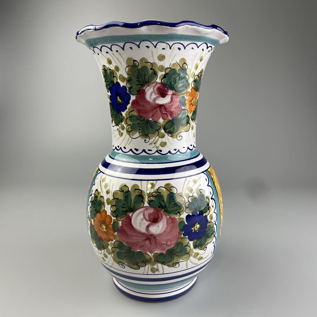 超熱 希少!陶器花瓶イタリア製TGM ハンドペイント 花瓶・フラワースタンド