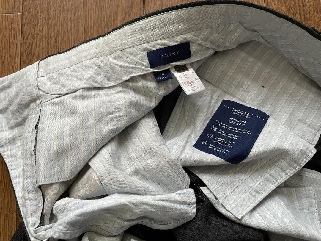 INCOTEX インコテックス ウールパンツ ダークグレー 50 イタリア製