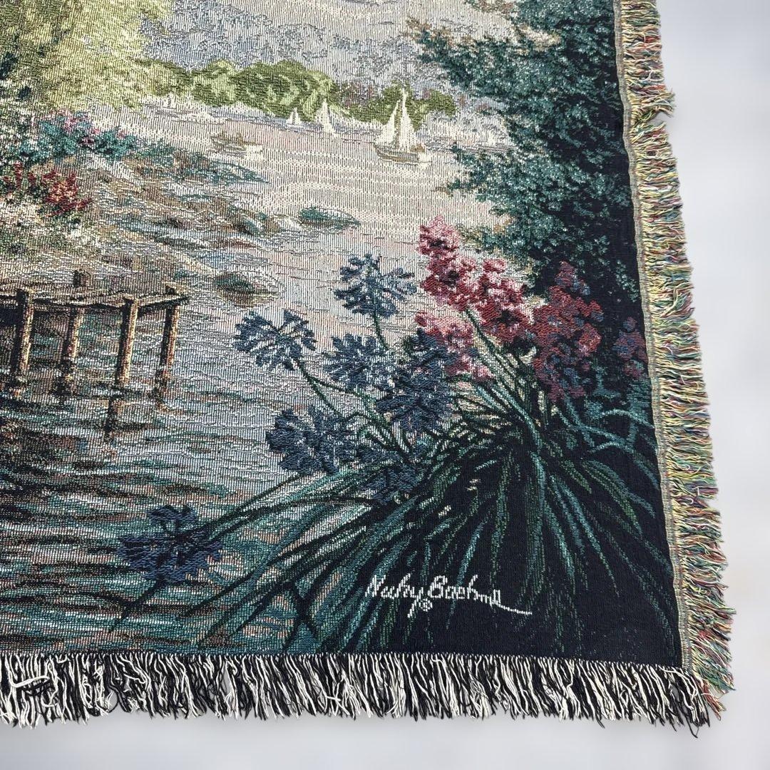 絵画風 マルチカバー ソファーカバー ヴィンテージラグ 131x180VINTAGE MARWIL-DEMENAGEMENTS_CH