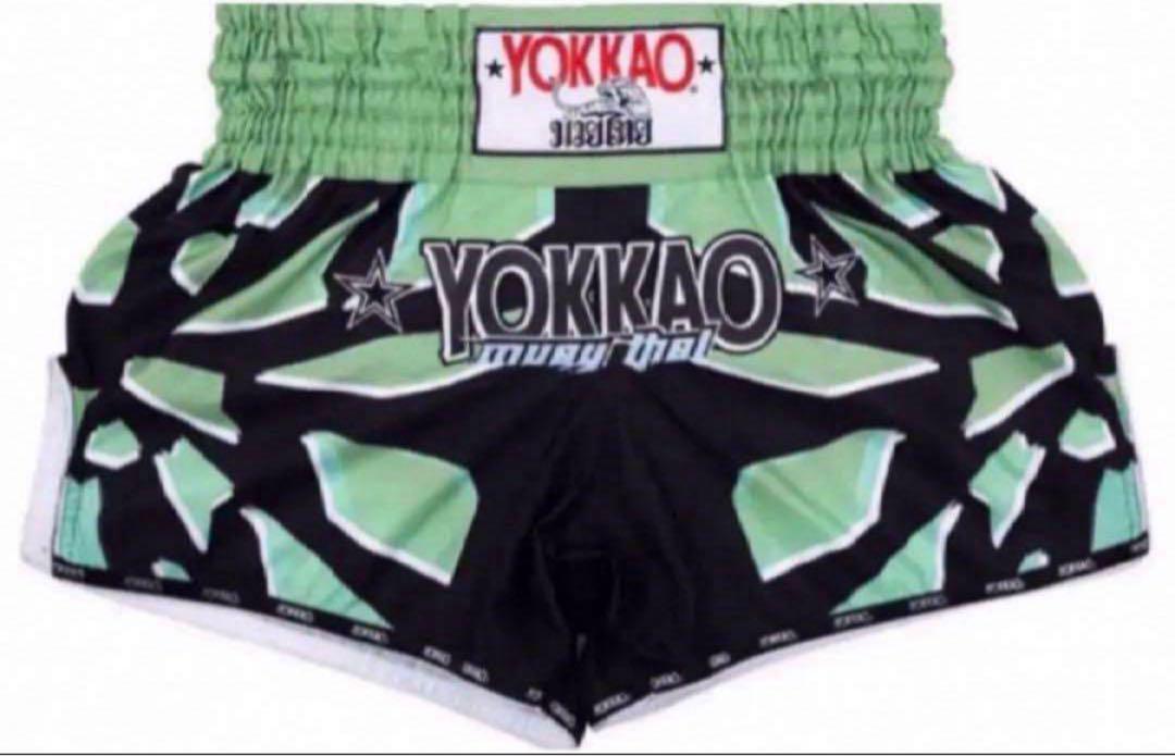 YOKKAO ムエタイパンツ「BROKEN」黒緑 Lサイズ