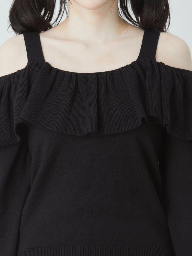 Ank Rouge オフショルフリルニットTOPS