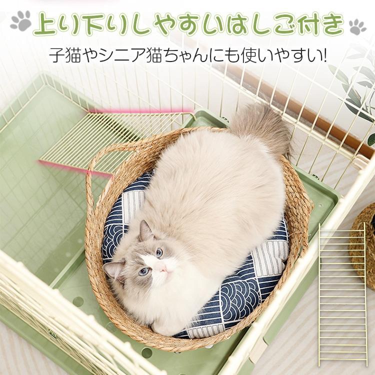 猫3段キャットケージ 梯子付ペット用品子猫猫新品緑A