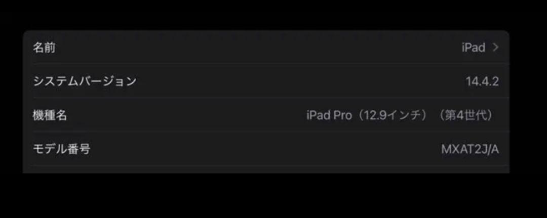 iPad Pro 12.9インチ 第4世代 256GB バッテリー容量90%