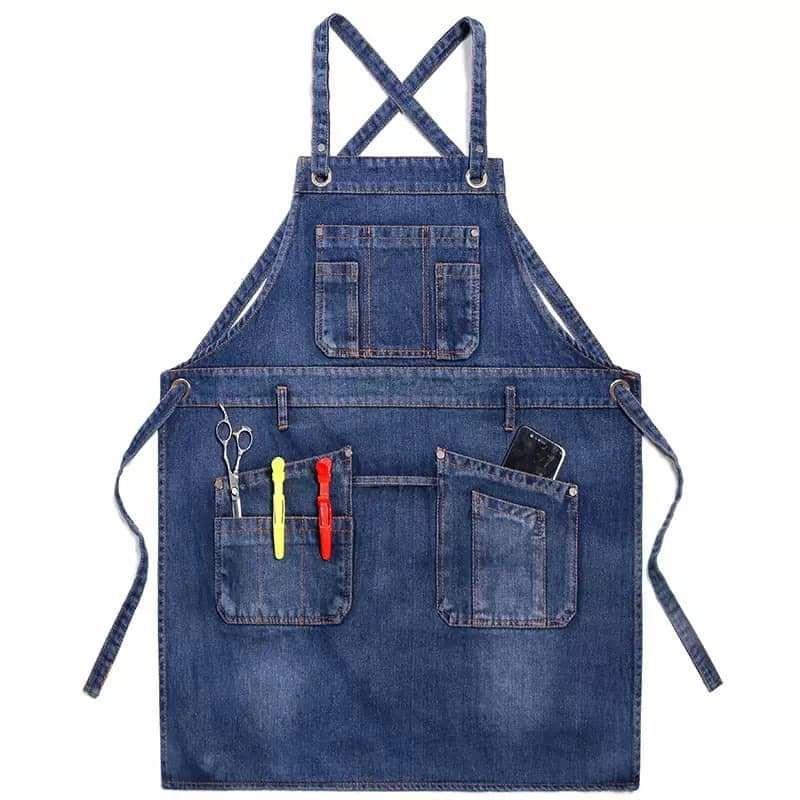 2365【高品質】新品　ワーク　エプロン　コットン　キャンバス　黒　生地