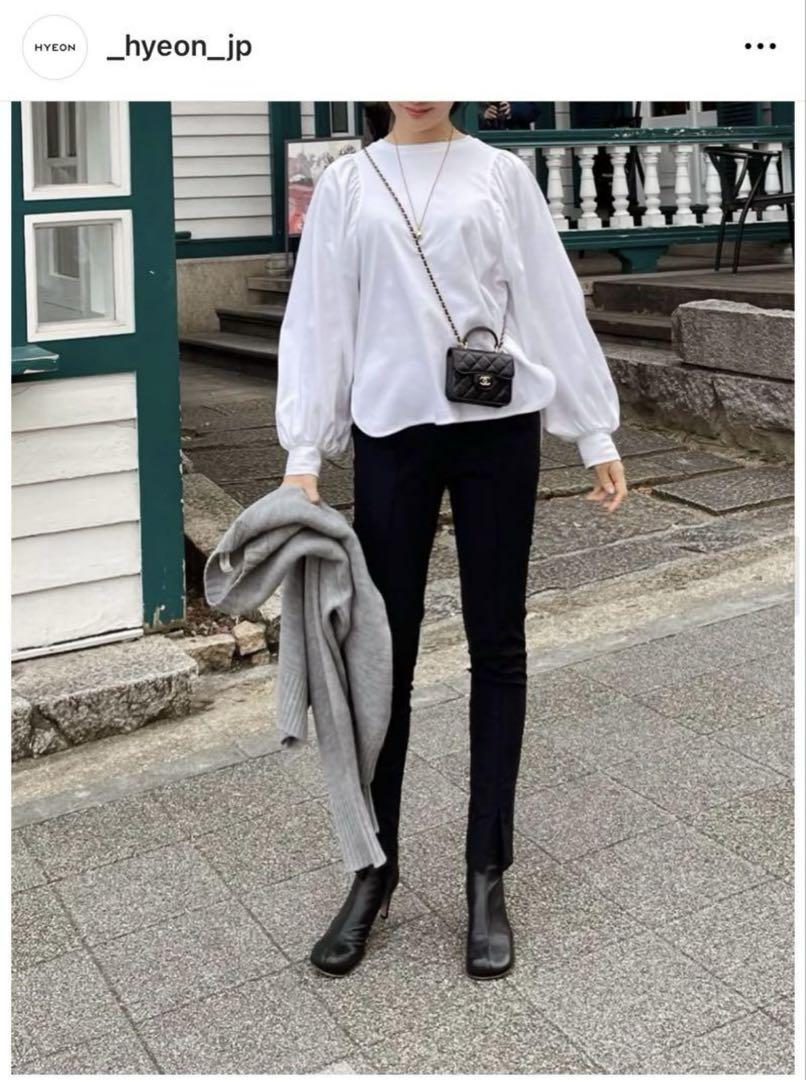 Hyeon croissant long tee ホワイト　ロンT