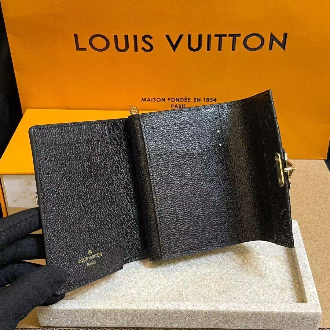 美品/箱付き】LOUIS VUITTON ブラック 三つ折り財布 - メルカリ