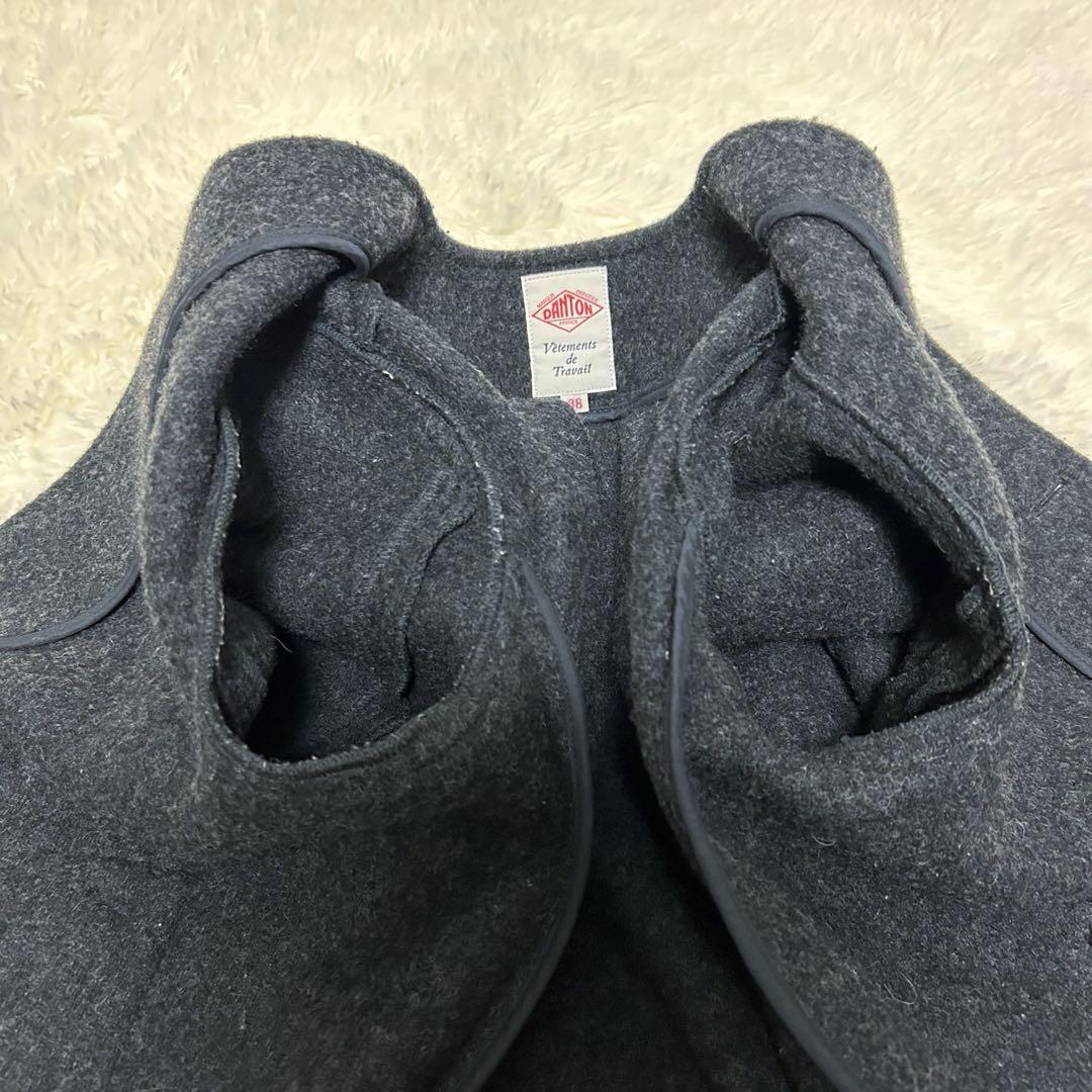 美品　ダントン　danton ノーカラー　ウールジャケット　グレー
