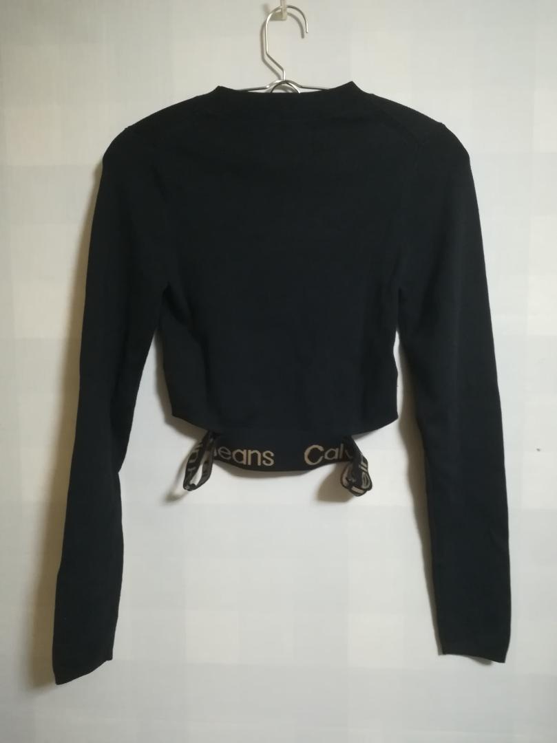 新品 【ジェニ着用】 Calvin Klein ウエストロゴ クロップド丈ニット