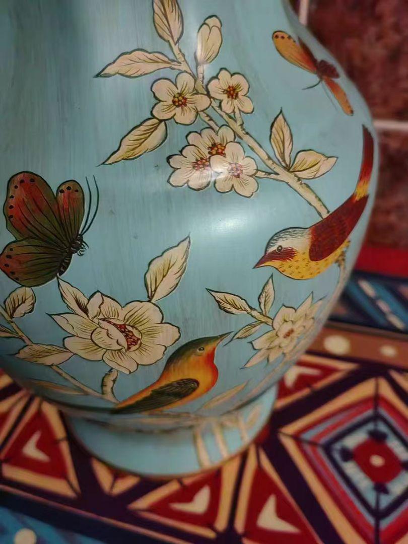 青色 陶器 花瓶 花器