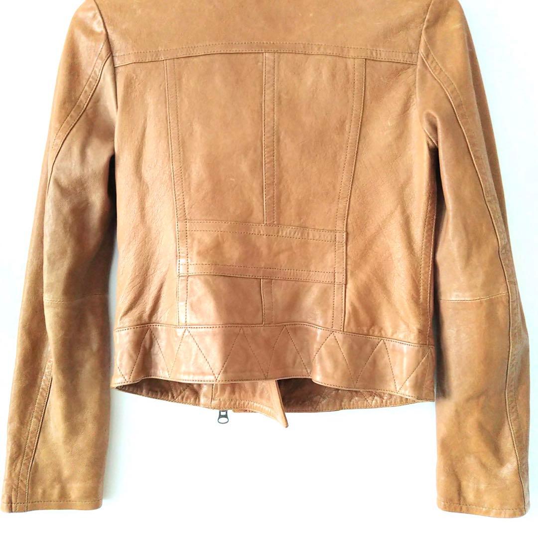 直販お値下 ダイアグラム ライダースジャケット ブラウン S ジップ