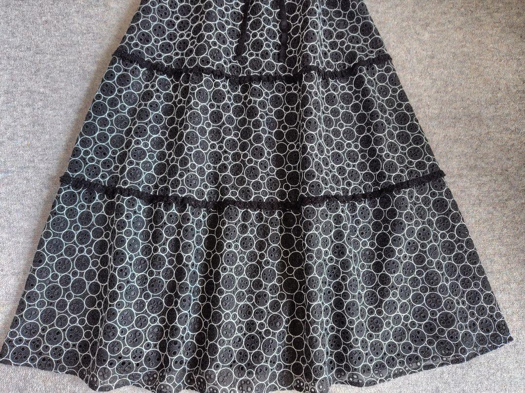 新品TO BE CHIC　上質レース素敵なティアードワンピース40黒93500円 新品TO BE CHIC 上質レース素敵なティアードワンピース40黒93500