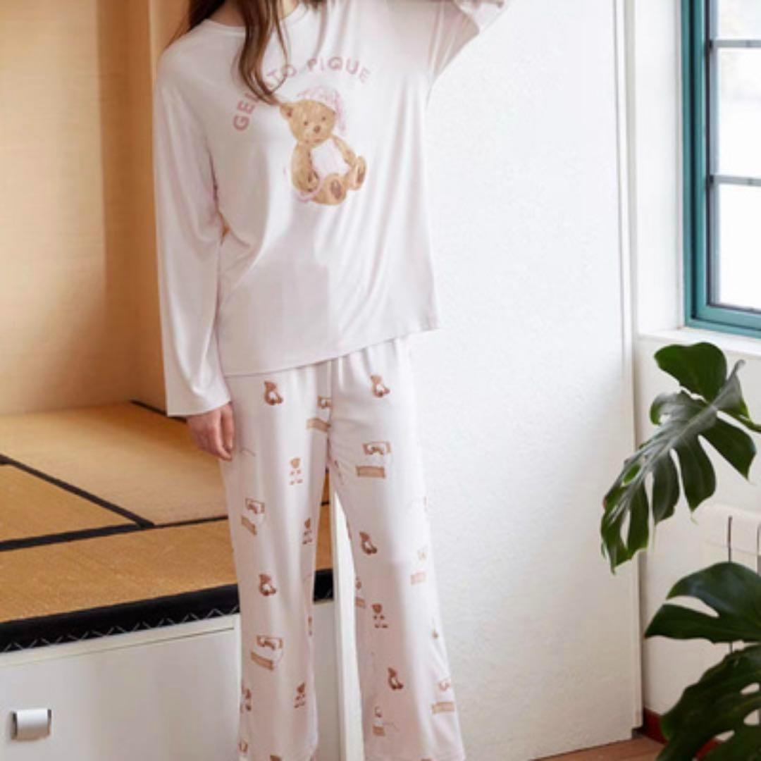 ジェラートピケ GOOD NIGHT BEAR柄ワンポイントロンT 上下セット GE4999EW34403_fw_thumbM.jpg