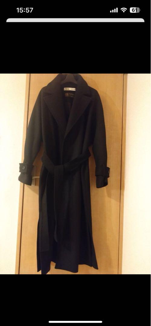 ZARA MANTECOウール ベルト ドロップショルダーガウンコートS