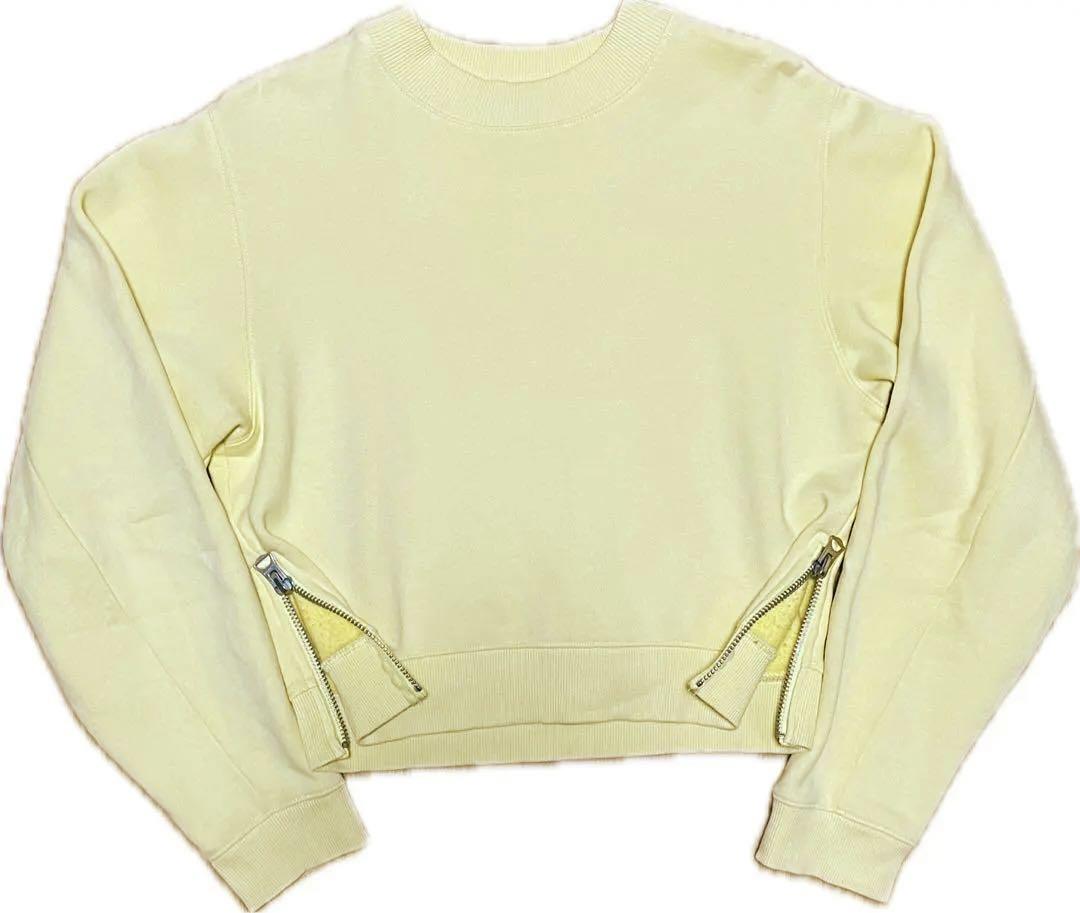 ZIP 黄色　アクネ　サイドジップ　スウェット　無地　SM相当【美品】