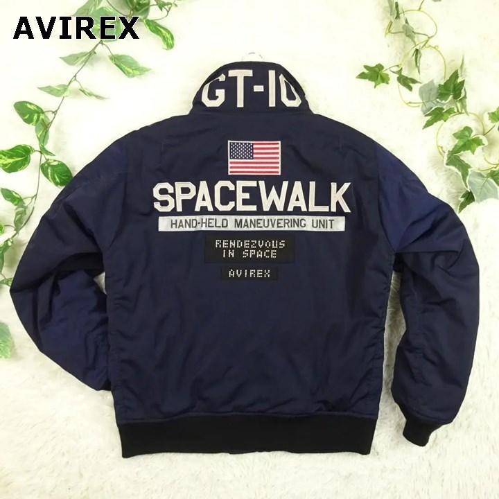美品　アヴィレックス　スタンドカラー　MA-1　SPACEWALK　XL　紺
