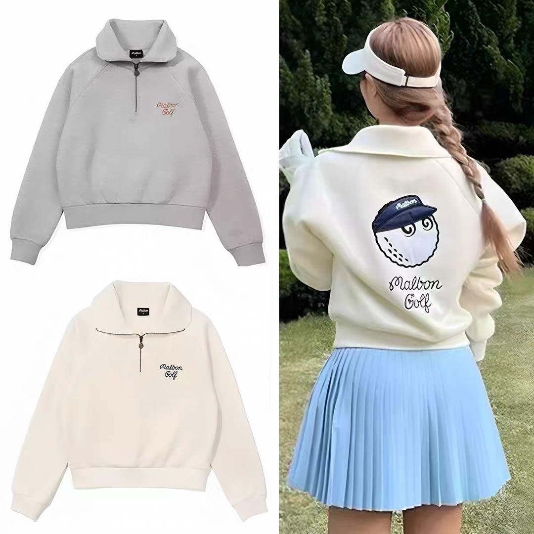 グレー トレーナー ゴルフ ハーフジップ 襟付き スウェットM