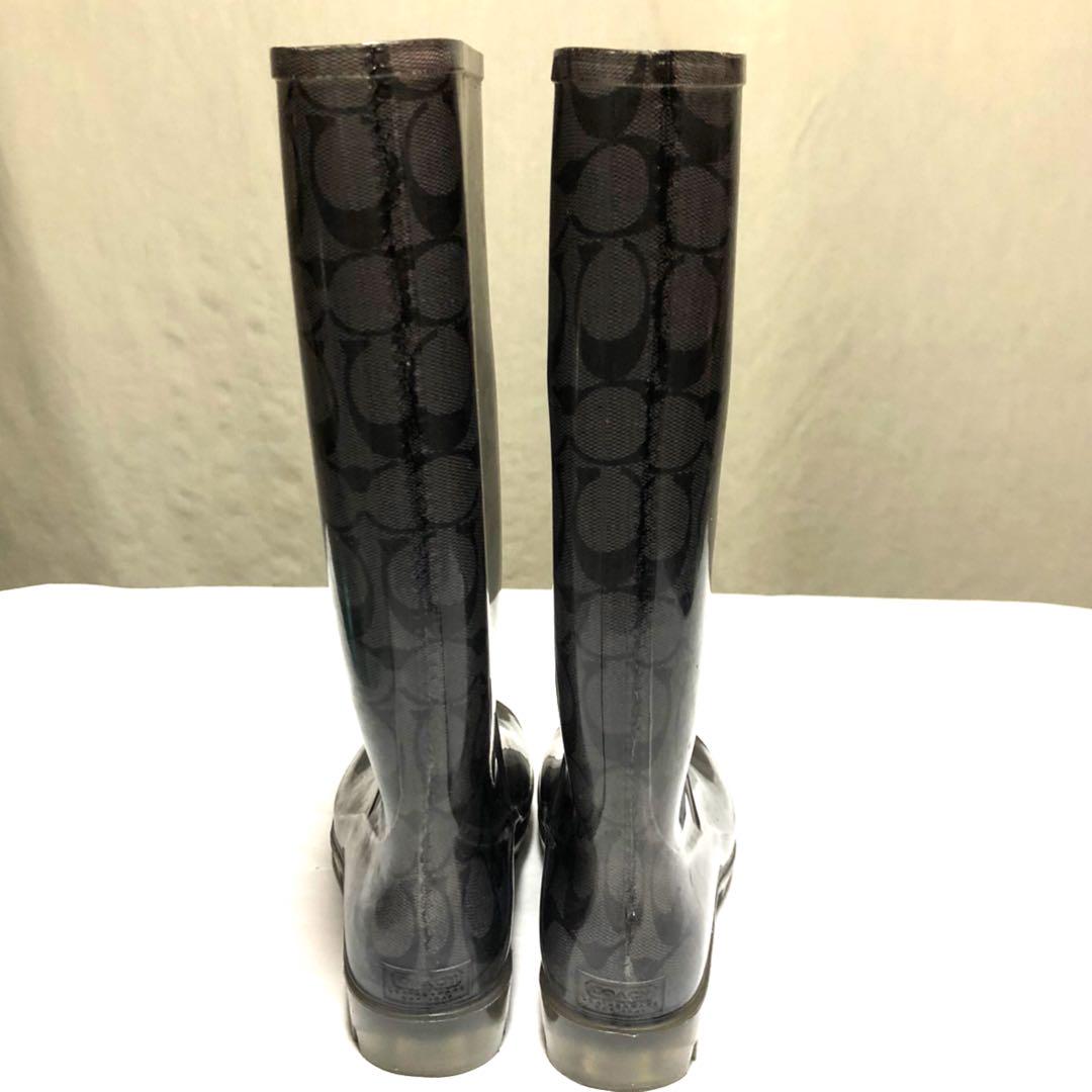 コーチ*6B*シグネチャー*ブーツ*レインシューズ* COACHコーチレインブーツシグネチャーレディース6B(23cm)グレー