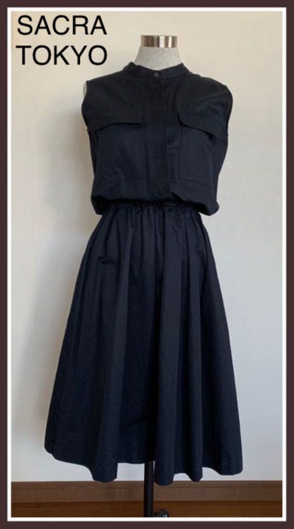 メルカリ サクラ Sacra ノースリーブワンピース 紺 ネイビー コットン リネン M ロングワンピース 3 9 中古や未使用のフリマ