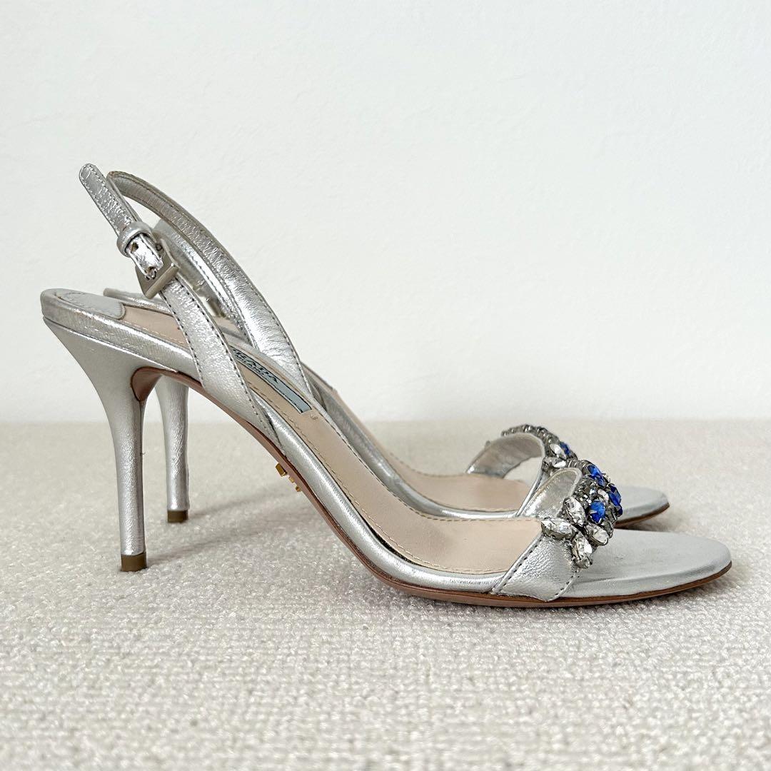 PRADA プラダ サンダル ヒール ビジュー 22cm