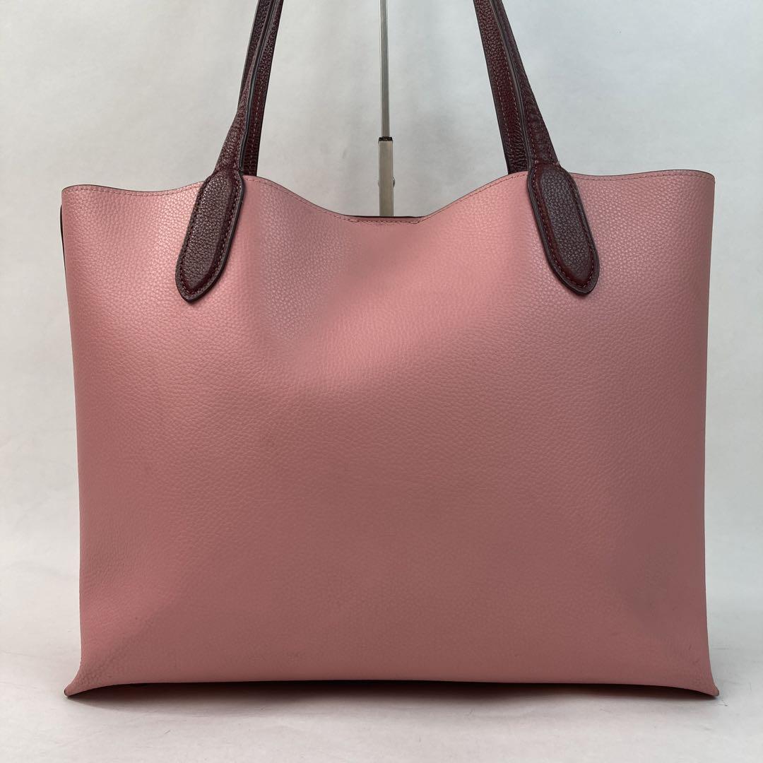 【美品 A4可】コーチ ウィロウ トートバッグ レザー 大容量 ピンク 美品 A4可】コーチ ウィロウ トートバッグ レザー 大容量 ピンク