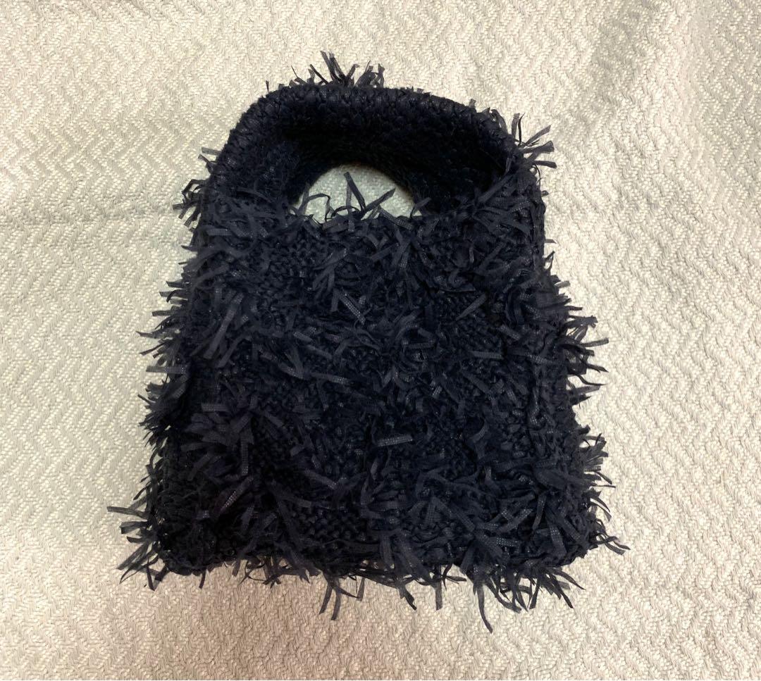 NKNIT フリンジ付きニットハンドバッグ ブラックオンライン