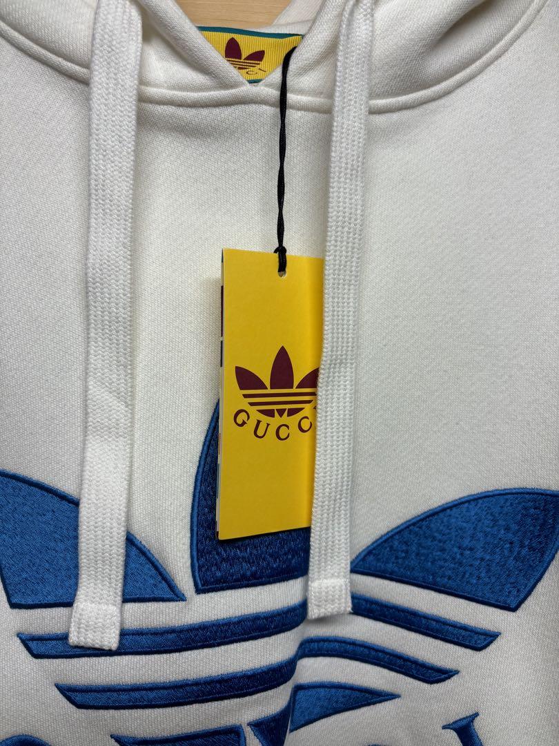 希少 GUCCI アディダス コラボ パーカー オーバーサイズ 白 青