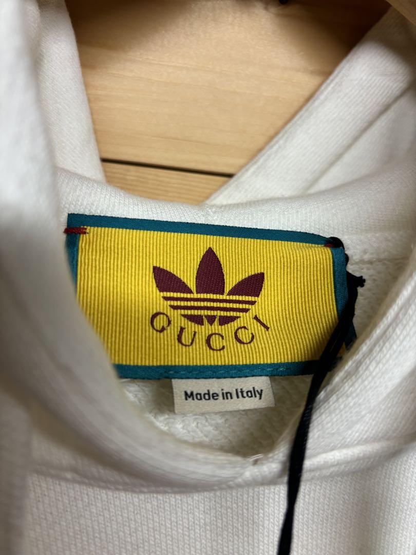 希少 GUCCI アディダス コラボ パーカー オーバーサイズ 白 青