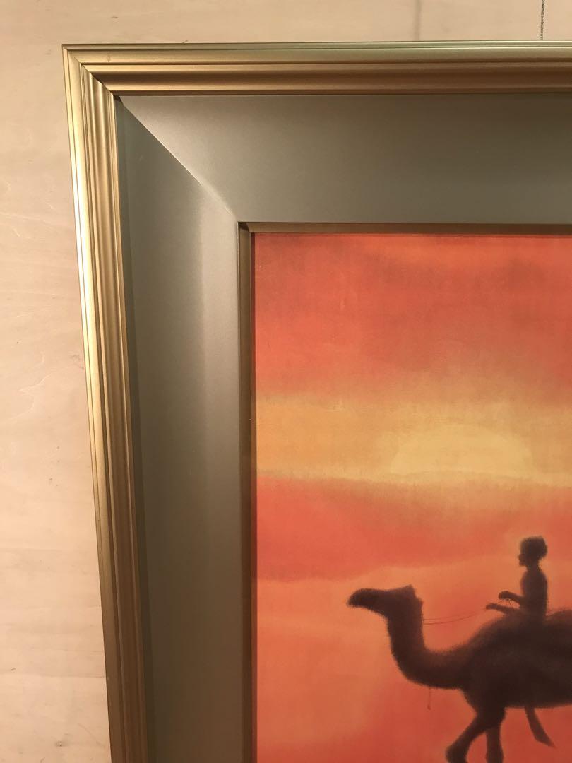 平山郁夫　「夕陽の砂漠」　岩絵具方式複製画　刷り込みサイン・作品証明シール有り 平山郁夫 「夕陽の砂漠」 岩絵具方式複製画 刷り込みサイン