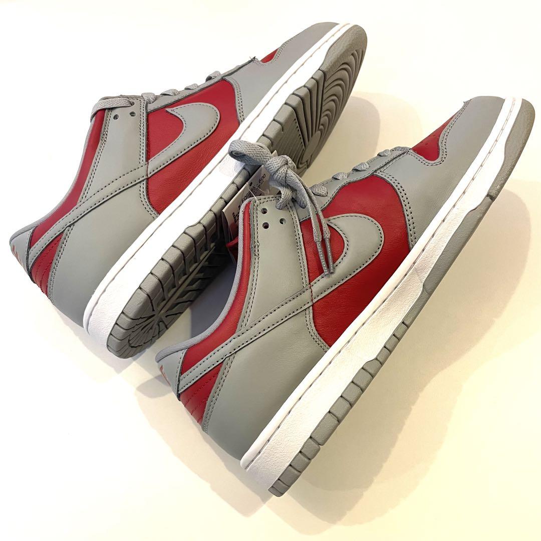 【新品】28.5cm NIKE スニーカー ダンク LOW QS 本革 灰 赤