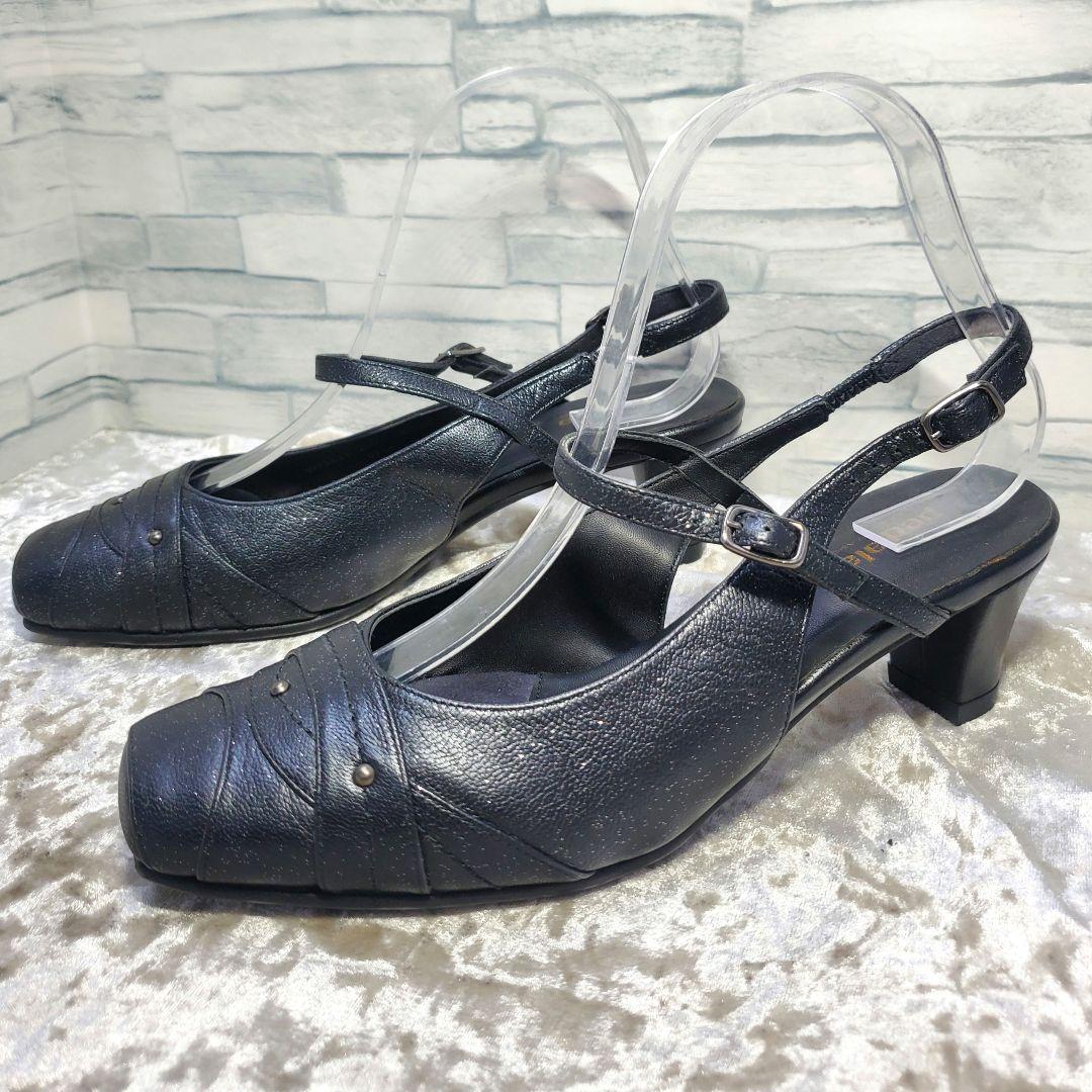 新品】✨pedala ペダラ 23.5cm パンプス 黒 ラメ スタッズ