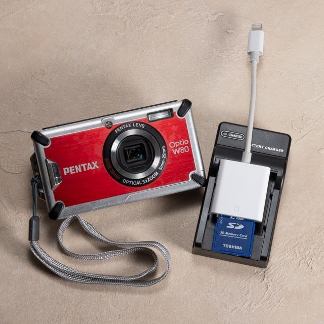 【防水カメラ】PENTAX optio W80 レッド 動作確認済 スマホ転送