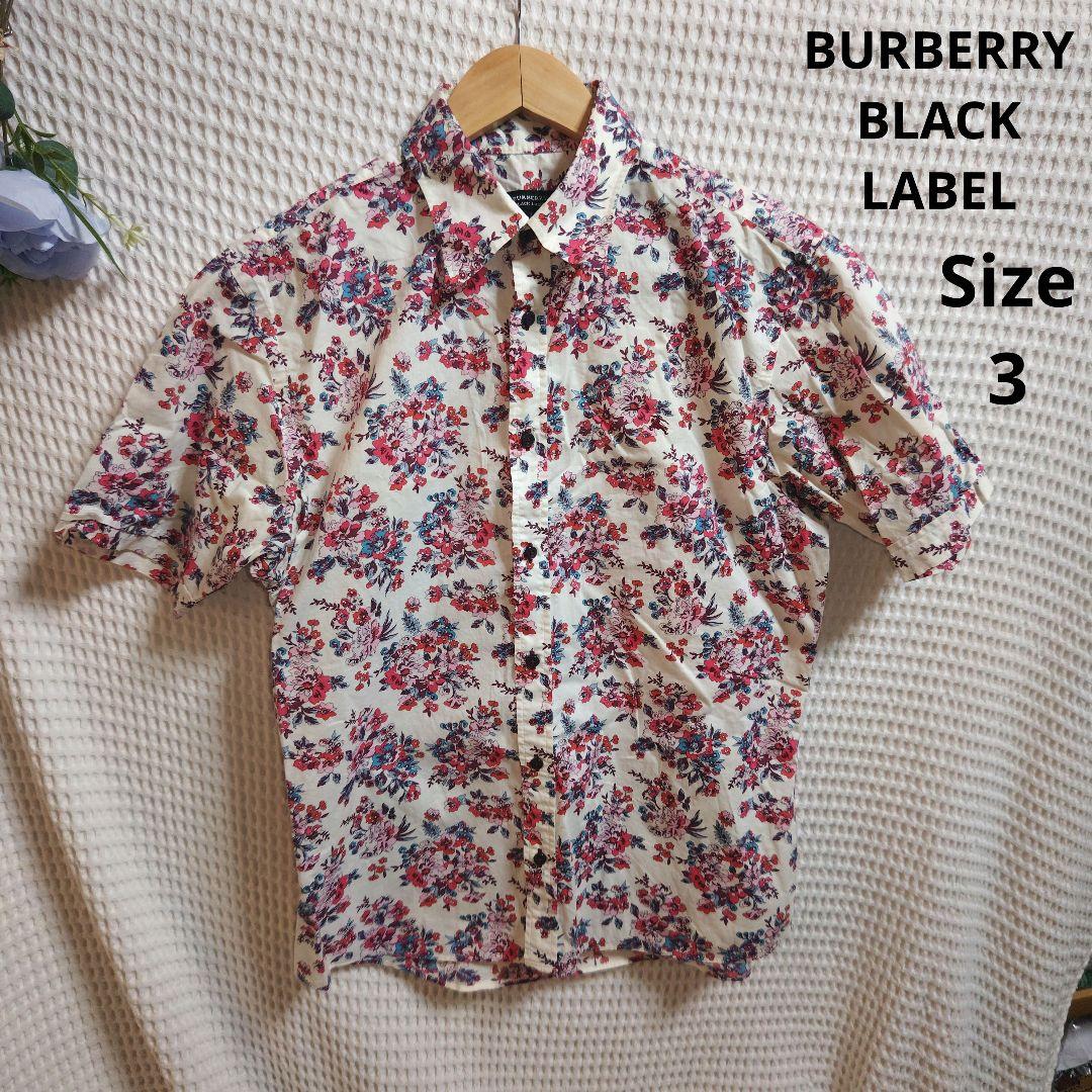 【レア☆BURBERRY BLACK LABEL】白地 花柄 シャツ サイズ3