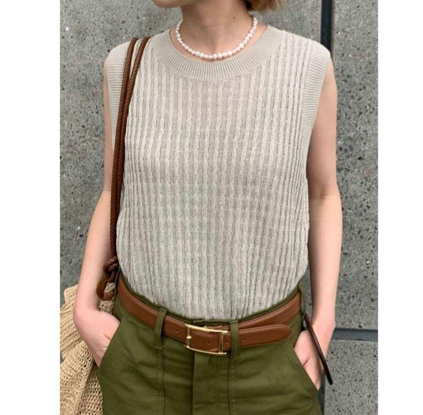 Spick and Span 綿麻 リネン ノースリーブニット ベスト